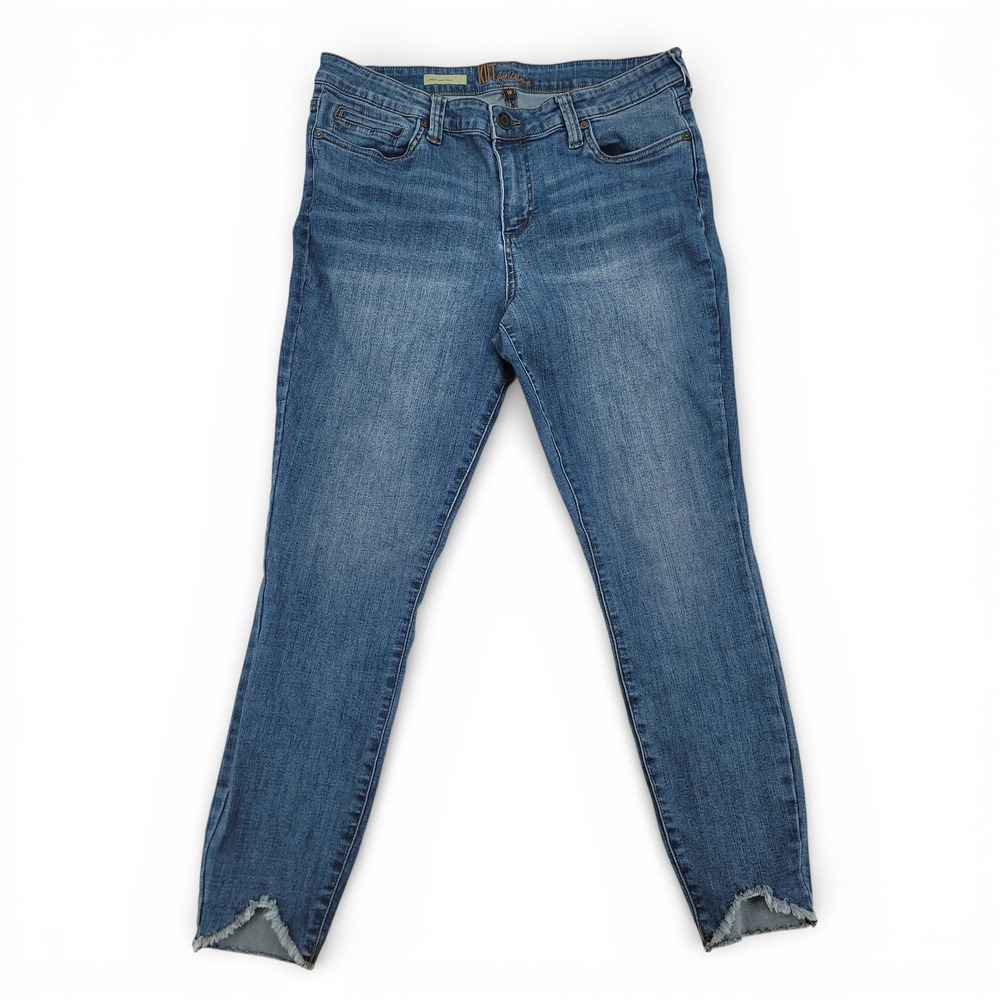 Kut from the Kloth Women's 16 Carlo Ankle Skinny Jeans Frayed Hem Stretch